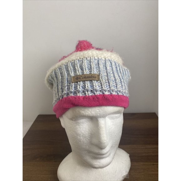 Columbia Accessories - Columbia Pink Blue Lined Knit Cap Snow Ski Beanie Youth Womens S/M